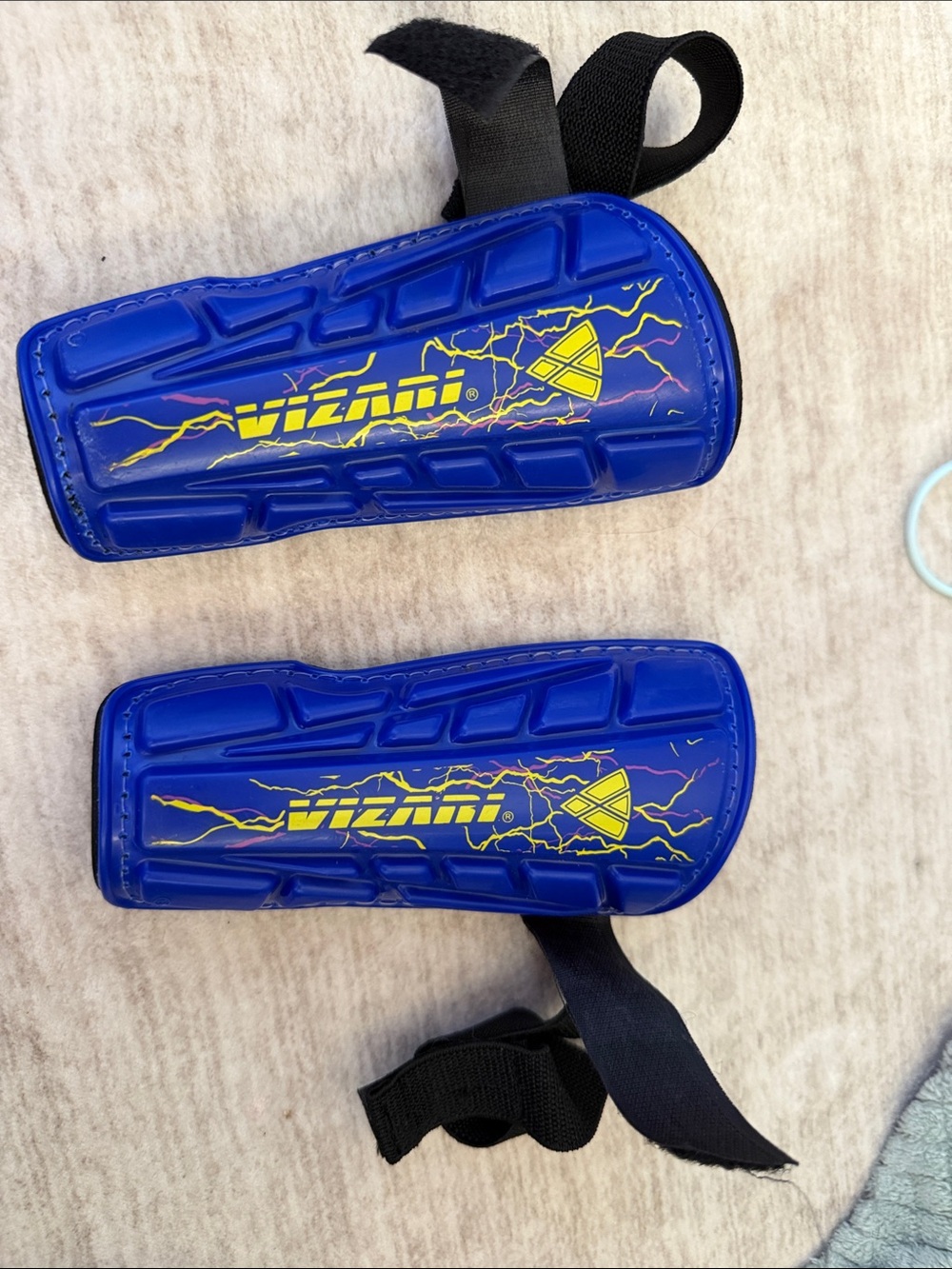 Vizari Kids Blue Shin Guards with Straps